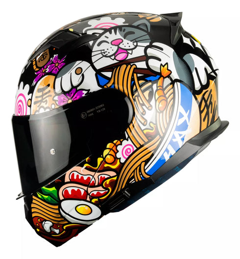 Casco Abatible Amatista Maneki Neko negro